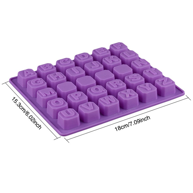 1Pc Letters Numbers Symbol Alphabet Silicone Chocolate Molds Handmade Diy Lattice Soap Candy Gummy Jelly Ice Tray Cake Mould