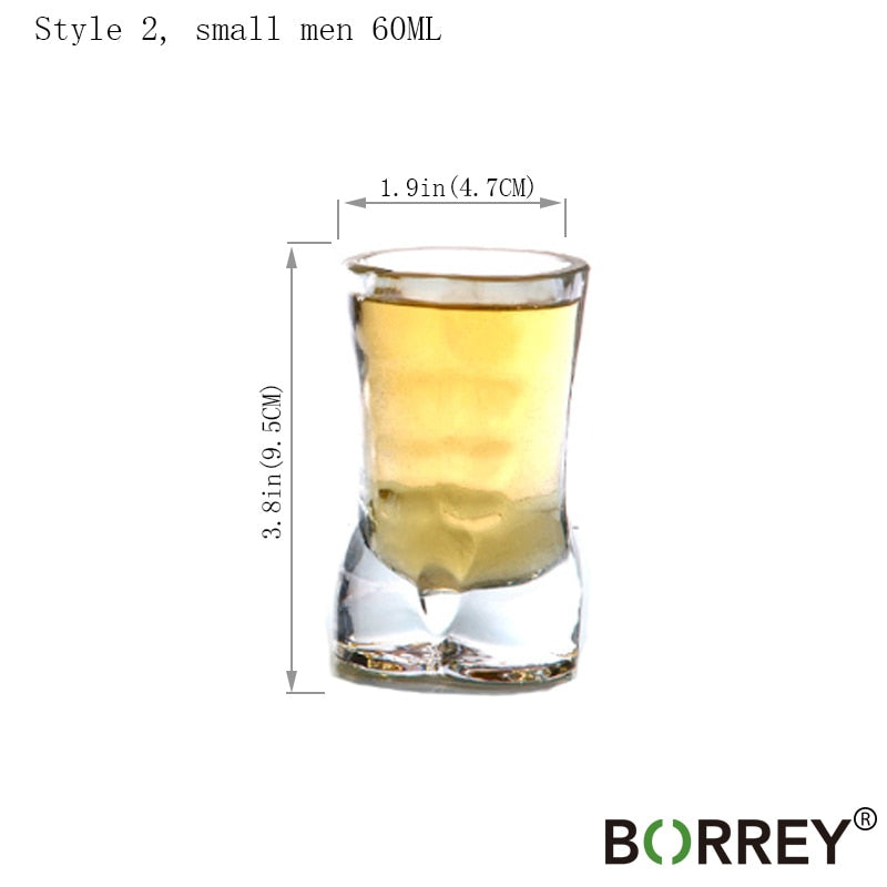 BORREY Unique Beer Cup Funny Wine Glass Whisky Vodka Shot Glasses Creative Bar Cocktail Glass Body Shape Mug Coffee Juice Cup