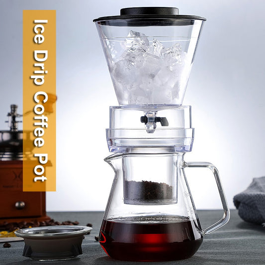 500ml Ice Drip Coffee Pot Glass Coffee Maker Regulatable Dripper Filter Cold Brew Pots Ice Brewer Percolators Espresso Coffee FU