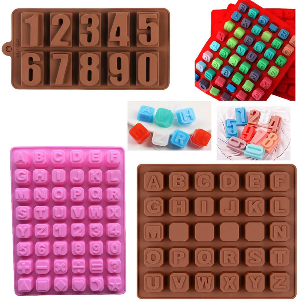 1Pc Letters Numbers Symbol Alphabet Silicone Chocolate Molds Handmade Diy Lattice Soap Candy Gummy Jelly Ice Tray Cake Mould