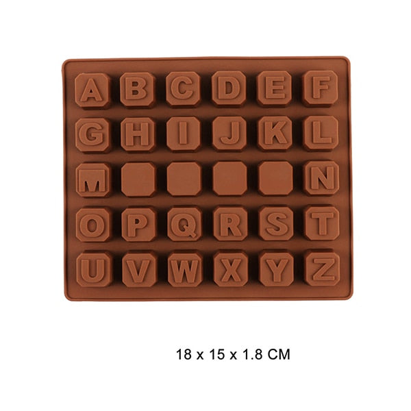 1Pc Letters Numbers Symbol Alphabet Silicone Chocolate Molds Handmade Diy Lattice Soap Candy Gummy Jelly Ice Tray Cake Mould